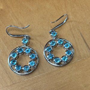 Swiss Blue Topaz, Sterling Silver Earrings